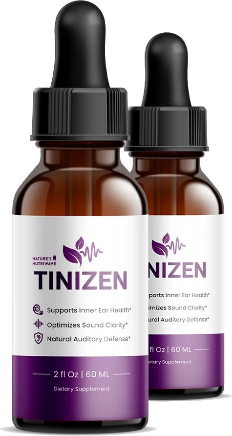 Two bottles of Tinizen ear health support drops